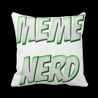 Meme Nerd Green Pillow